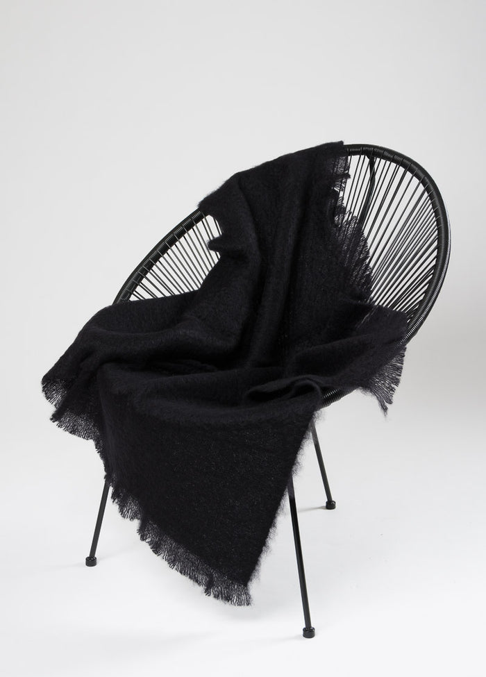Raven Black Mohair Chair Throw