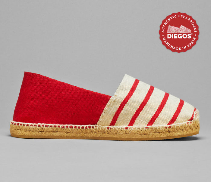 Red & ivory stripes espadrilles