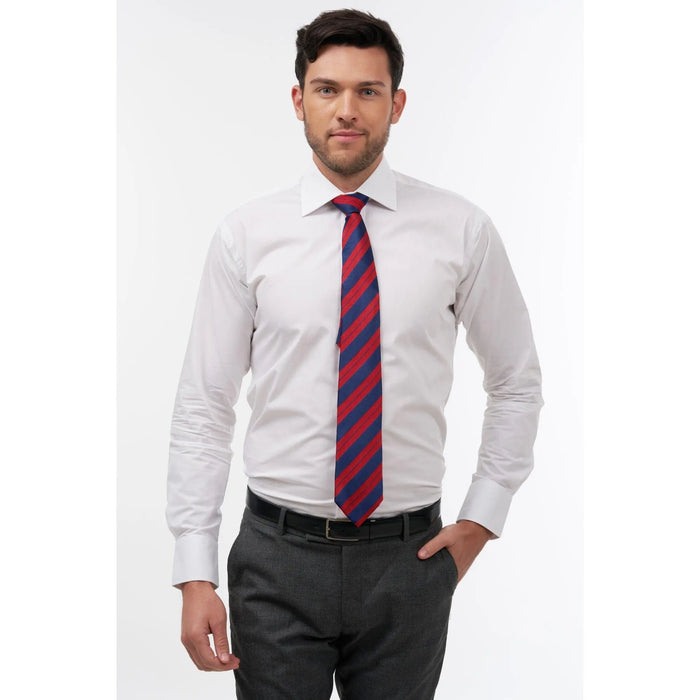 Red & navy stripe woven silk tie - Thin Red Line
