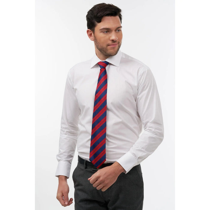 Red & navy stripe woven silk tie - Thin Red Line