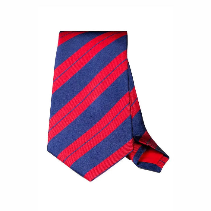Red & navy stripe woven silk tie - Thin Red Line