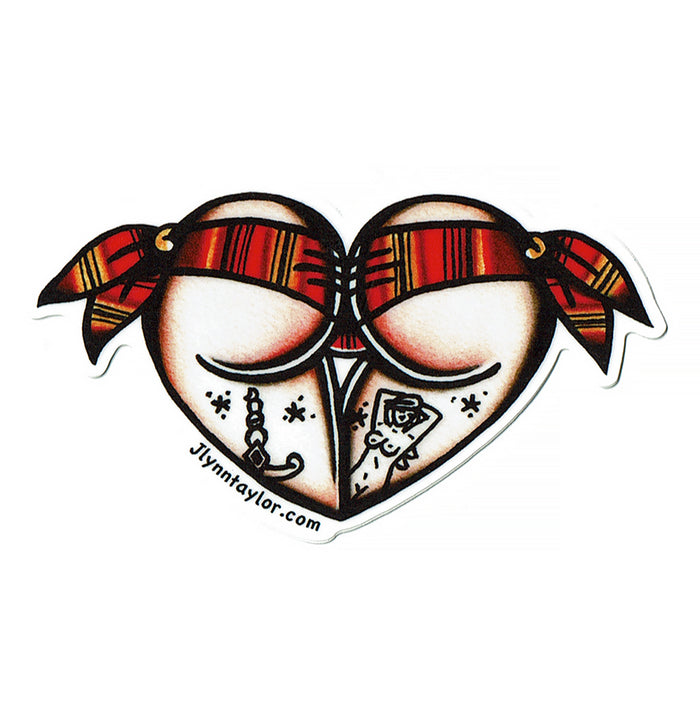 American traditional tattoo flash Serape Scrunch Butt Booty Heart watercolor sticker.