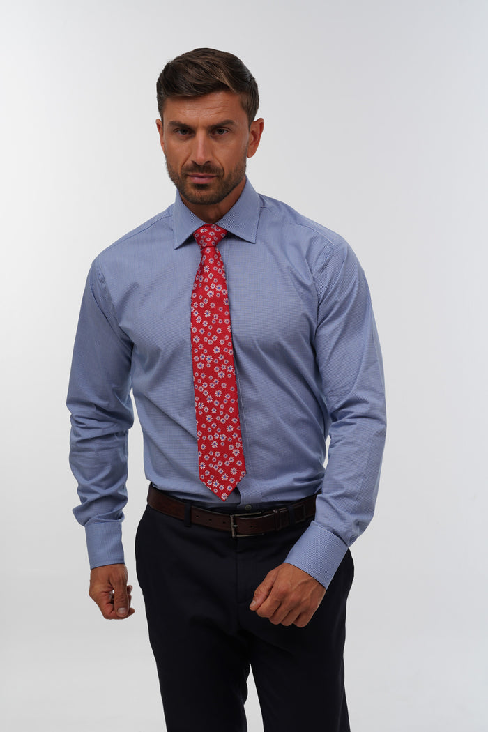 Red & white daisy woven silk tie