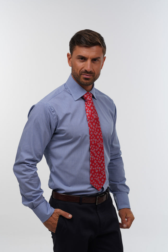 Red & white daisy woven silk tie