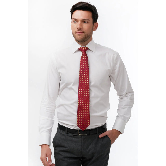 Red with yellow bean woven silk tie - Thin Red Line