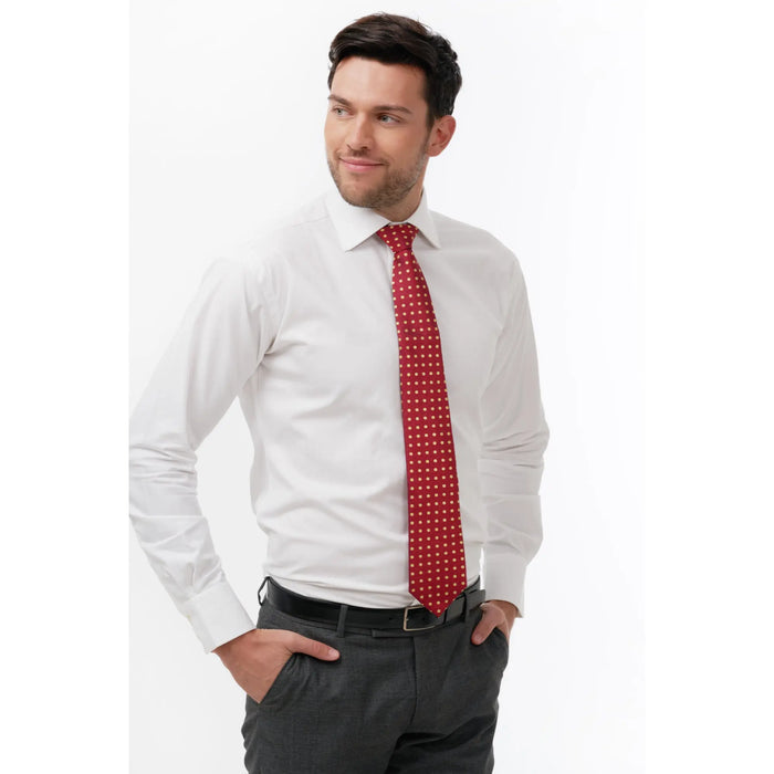 Red with yellow bean woven silk tie - Thin Red Line
