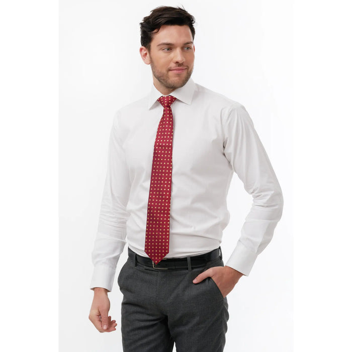 Red with yellow bean woven silk tie - Thin Red Line
