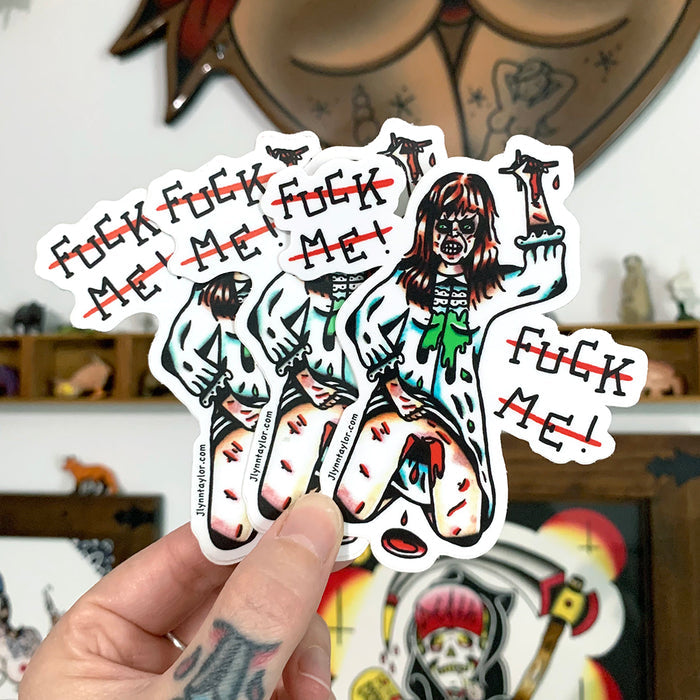American traditional tattoo flash The Exorcist Regan Pinup watercolor sticker.