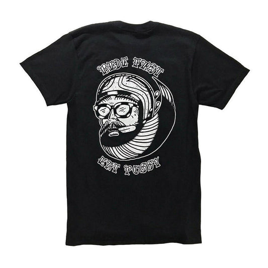 American Traditional tattoo flash Ride Fast Eat Pussy Biker Head T Shirt.