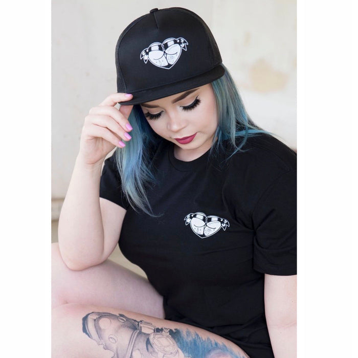 American Traditional tattoo flash Ride Fast Eat Pussy Biker Head T Shirt.