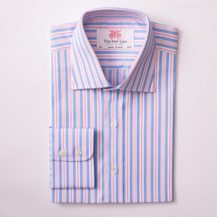 Riviera Stripe Sky & Pink Formal Shirt- Thin Red Line