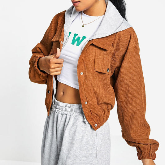 Romina Vintage Corduroy Hooded Jacket
