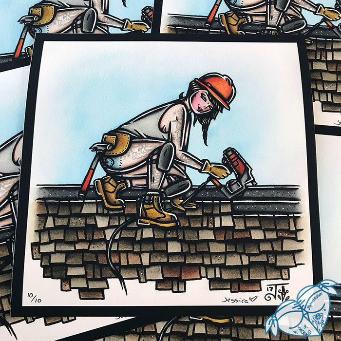 Roofer Pinup Print