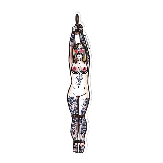 American traditional tattoo flash Rope Bondage Pinup watercolor sticker.