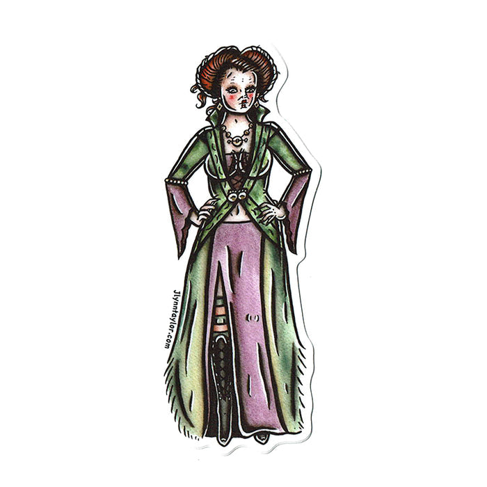 American traditional tattoo flash Sanderson Sisters Pinup watercolor Sticker Set.