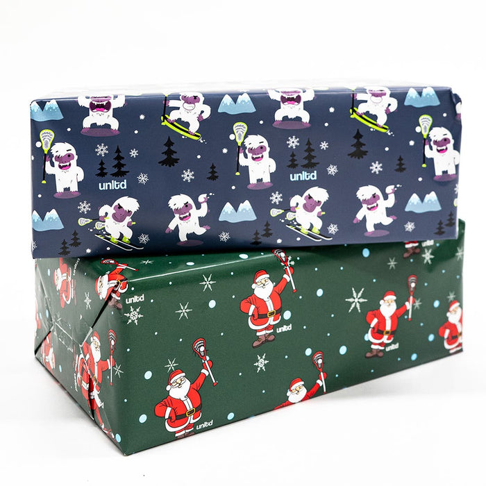 Santa and Yeti Lacrosse Wrapping Papers