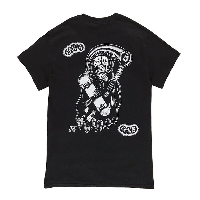 Tattoo style Santa Cruz skateboard reaper tee shirt.
