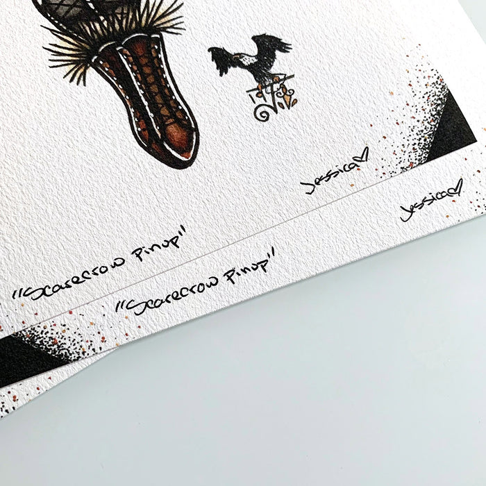 American traditional tattoo flash Scarecrow Pinup watercolor print.