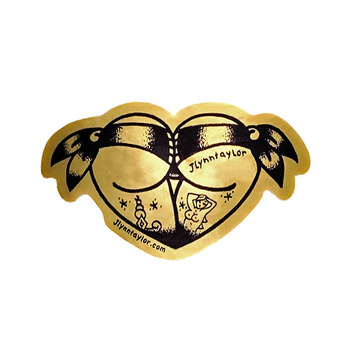 Scrunch Butt Heart Gold Foil Sticker