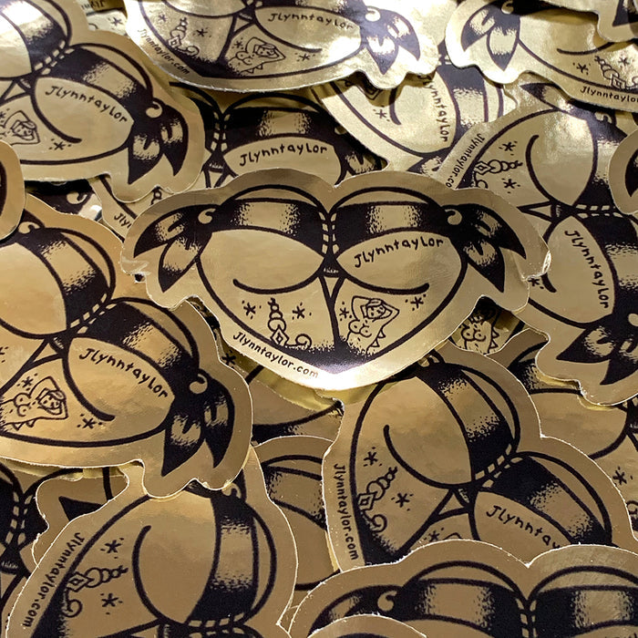 Scrunch Butt Heart Gold Foil Sticker