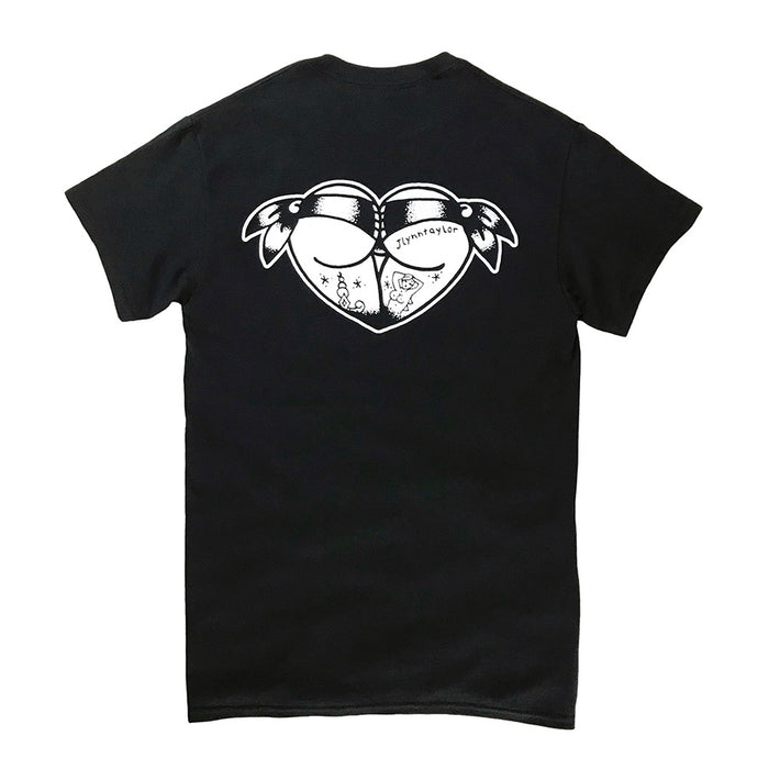 Tattoo style booty heart logo tee shirt.