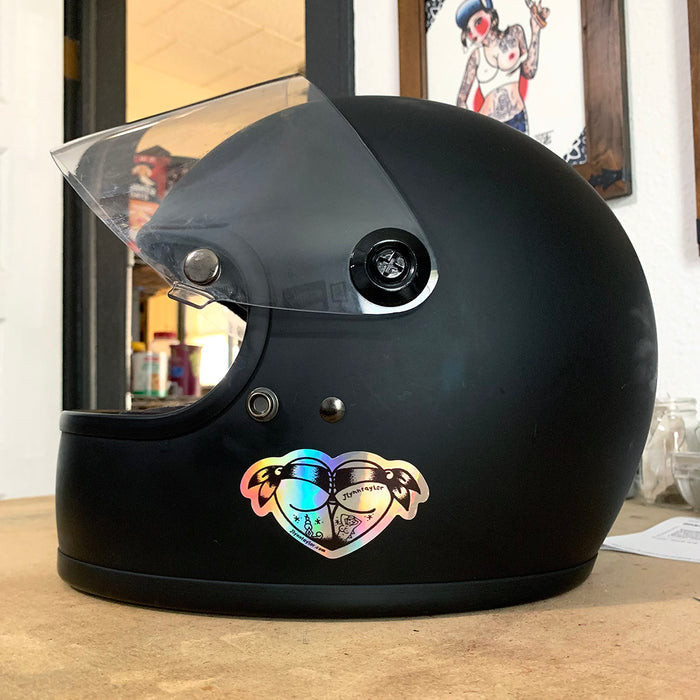 American traditional tattoo flash Rainbow Foil Scrunch Butt Heart Booty Heart sticker.