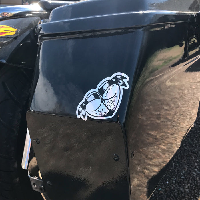 American traditional tattoo flash Rainbow Foil Scrunch Butt Heart Booty Heart sticker.