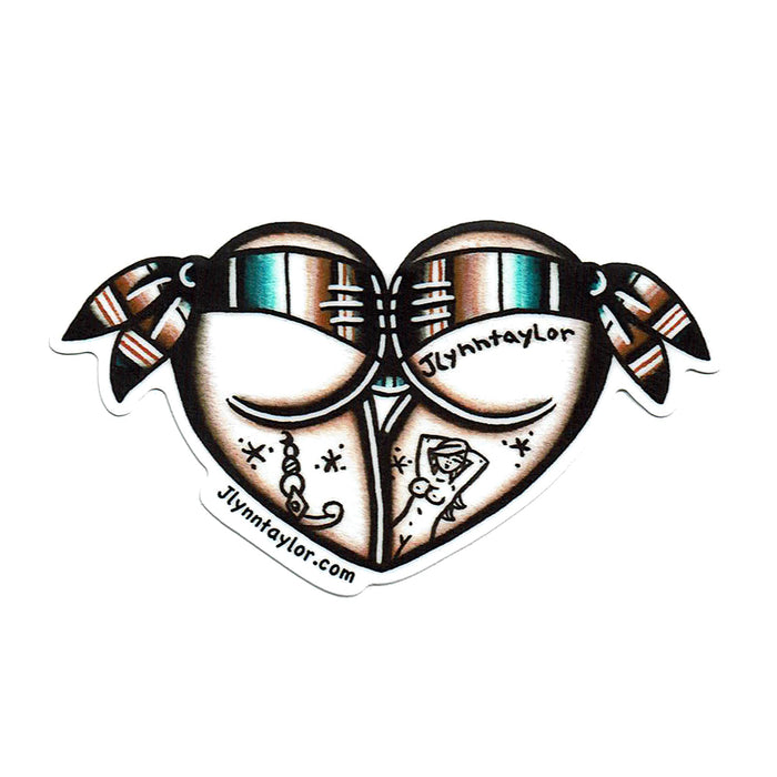 American Traditional tattoo flash Serape Scrunch Butt Booty Heart watercolor sticker.