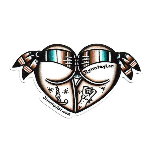 American Traditional tattoo flash Serape Scrunch Butt Booty Heart watercolor sticker.
