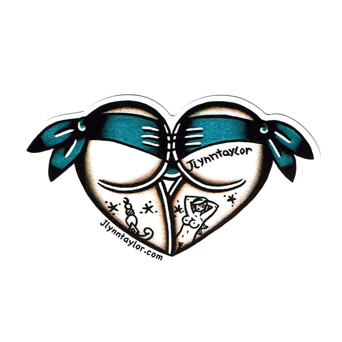 American traditional tattoo flash Scrunch Butt Heart watercolor sticker.