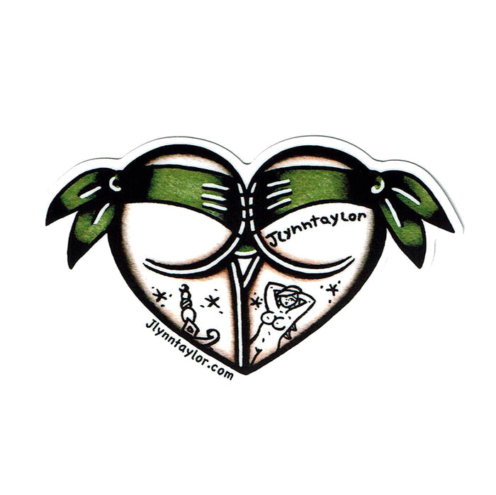 American traditional tattoo flash Scrunch Butt Heart watercolor sticker.
