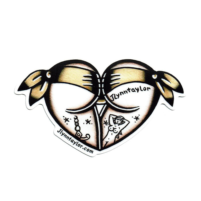 American traditional tattoo flash Scrunch Butt Heart watercolor sticker.