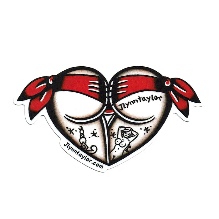 American traditional tattoo flash Scrunch Butt Heart watercolor sticker.