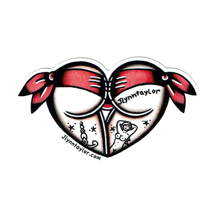 American traditional tattoo flash Scrunch Butt Heart watercolor sticker.