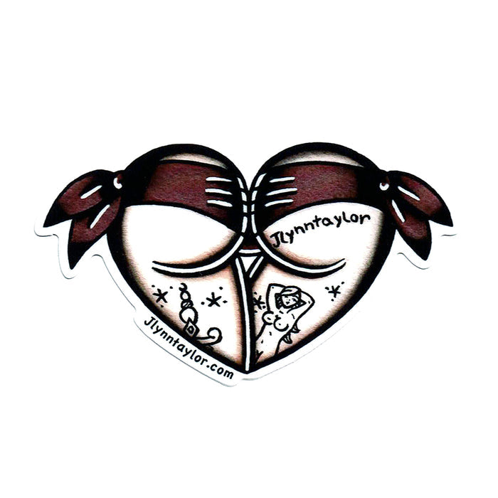 American traditional tattoo flash Scrunch Butt Heart watercolor sticker.