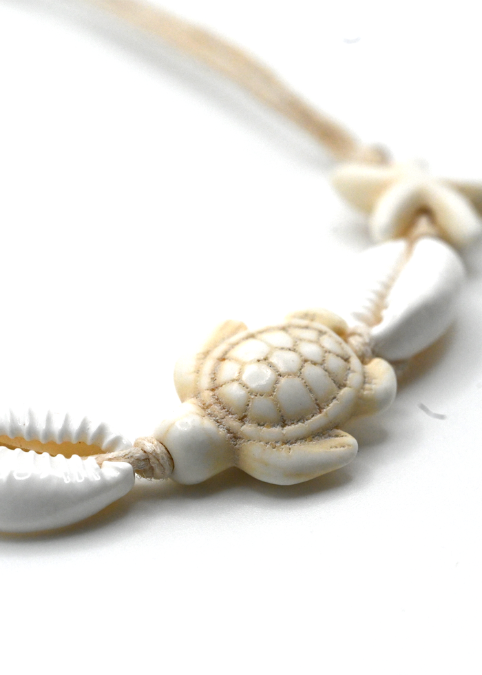 Sea Life Bone and Shell Adjustable Bracelet - Close-Up 2