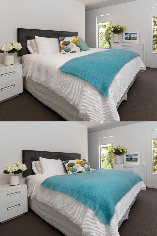 Mohair Throw Blanket NZ - Sea Spray