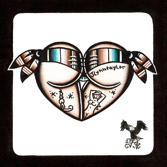 Serape Scrunch Butt Heart Original Painting