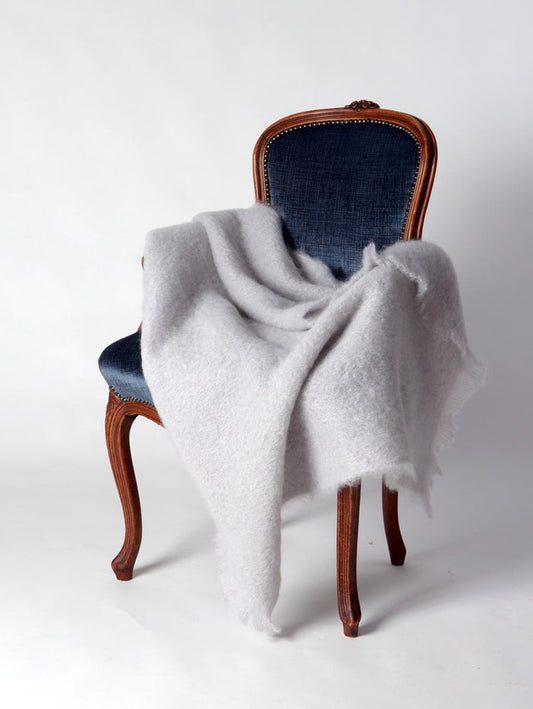 Mohair Chair Throw NZ Silver Light Grey