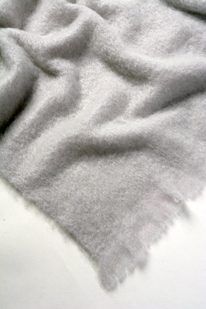 Silver Light Grey Mohair Chair Throw