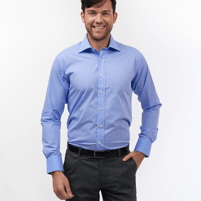 Small Gingham Check Azure Formal Shirt