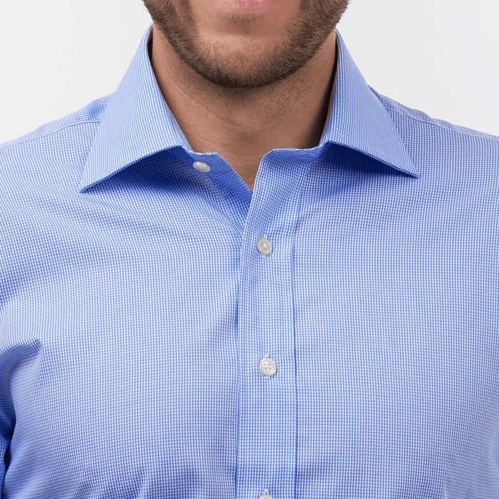 Small Gingham Check Azure Formal Shirt