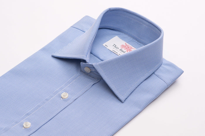 Small Gingham Check Azure Formal Shirt