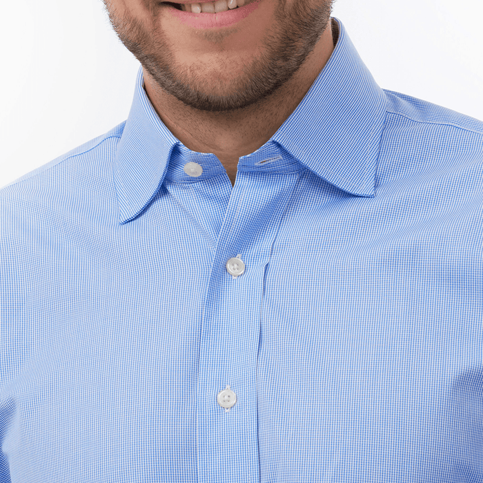Small Gingham Check Blue Formal Shirt