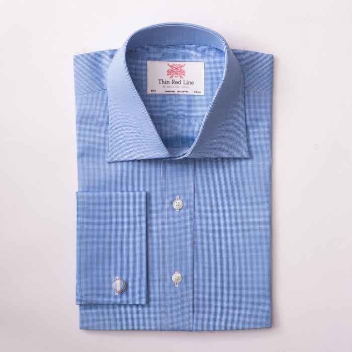 Small Gingham Check Blue Formal Shirt