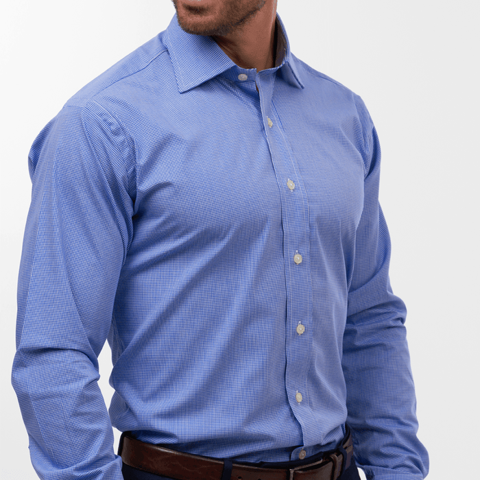 Small Gingham Check Royal Blue Formal Shirt