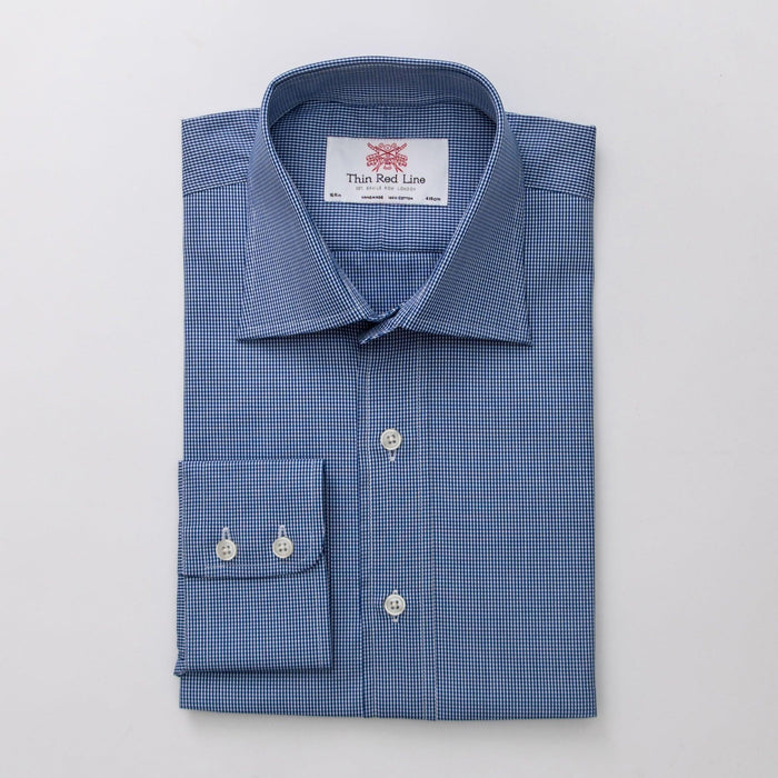 Small Gingham Check Royal Blue Formal Shirt