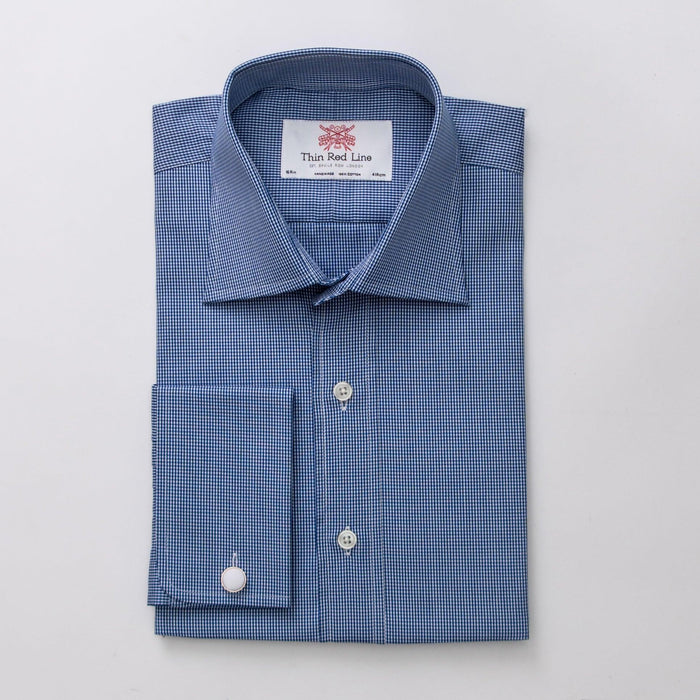 Small Gingham Check Royal Blue Formal Shirt