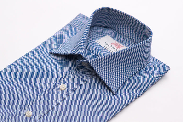 Small Gingham Check Royal Blue Formal Shirt