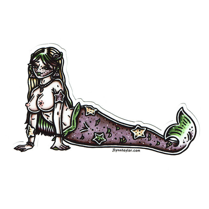 Starfish Mermaid Pinup Sticker